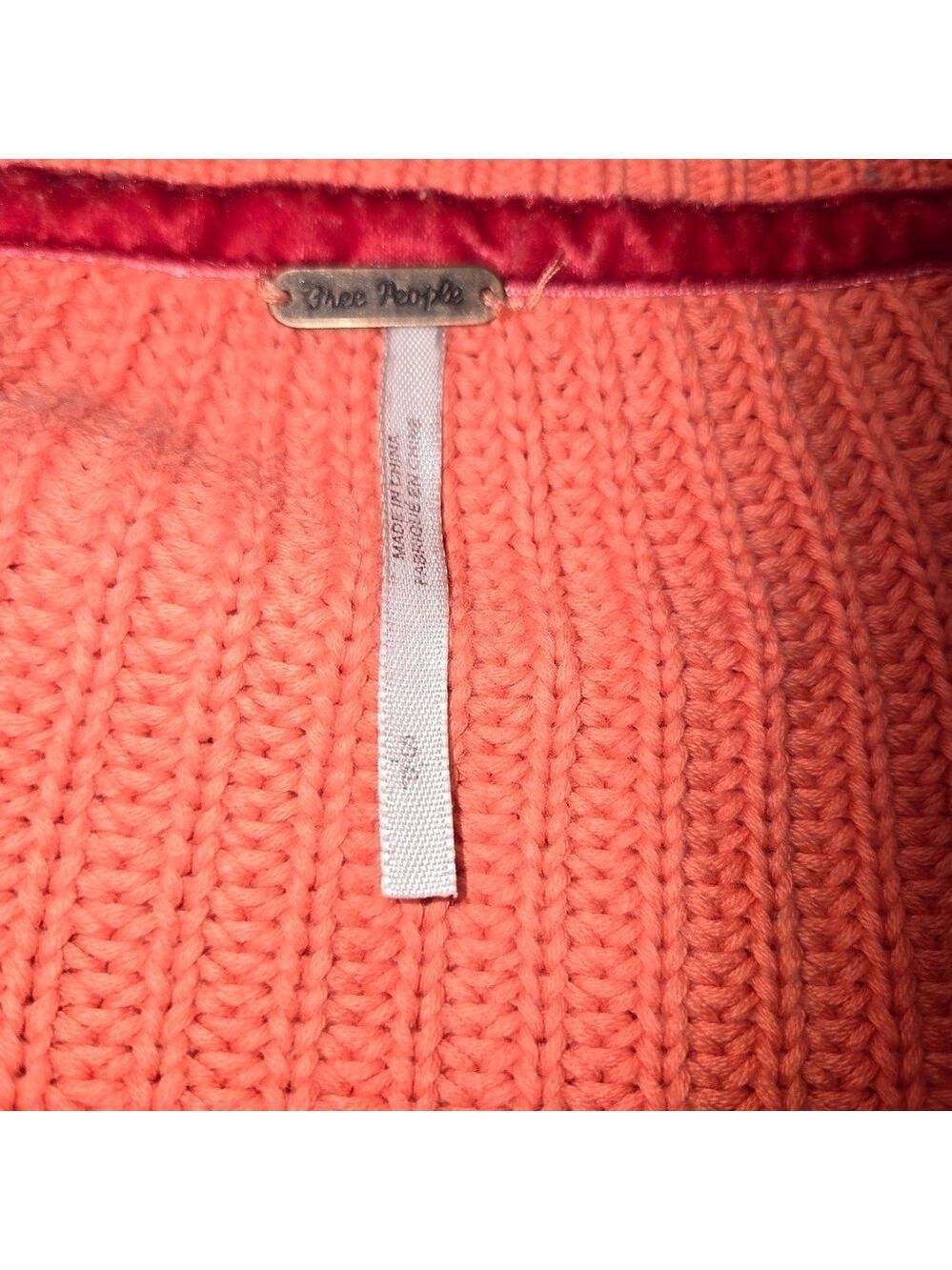 Free People Damsel Bell Sleeve Cropped Sweater Coral Small Boho - Picture 10 of 10